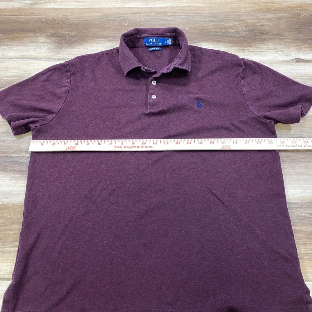 Polo Ralph Lauren Polo Men L Custom Slim Fit Cotton Classic Heritage Burgundy